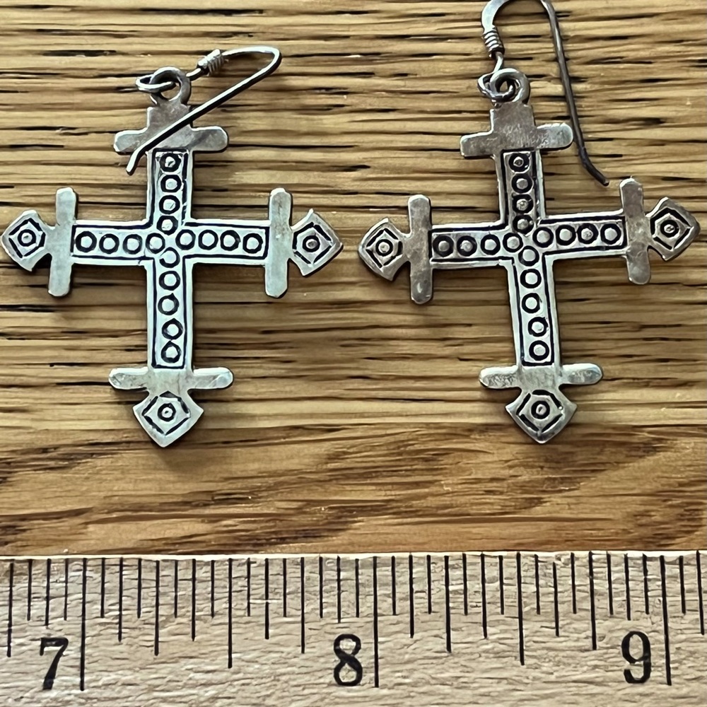 Sterling Silver Artisan Cross Earrings stamped .925
